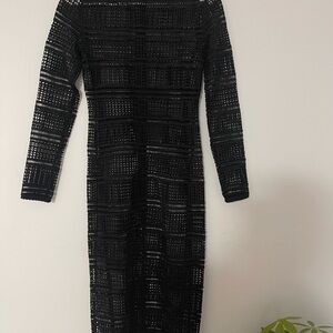 Zara Black Long Sleeve Crochet Dress